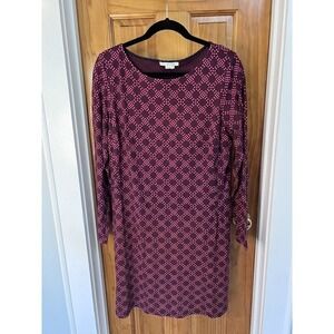 Boden Mia Jersey Knit Dress size 14L Purple Polka Dot Long Sleeve